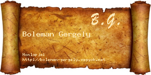 Boleman Gergely névjegykártya